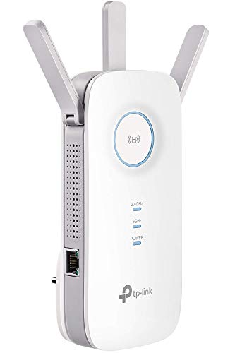 TP-Link RE450 Extensor de Rango de Repetidor WiFi de Banda Dual Universal, 3 Antenas Externas, Puerto Gigabit Ethernet, AC1750, Modo AP Compatible